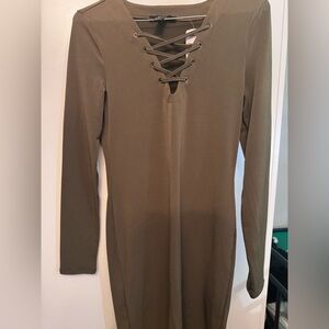 Olive Lace-Up Dress